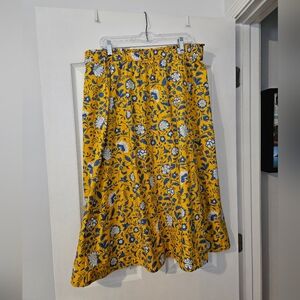 Floral Yellow and Blue Women's Skirt